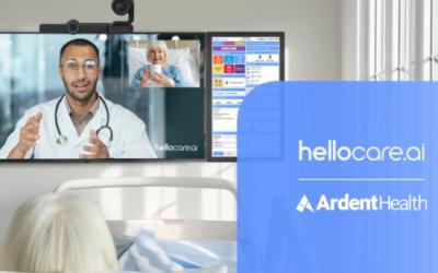 Nurse on screen with Ardent logo